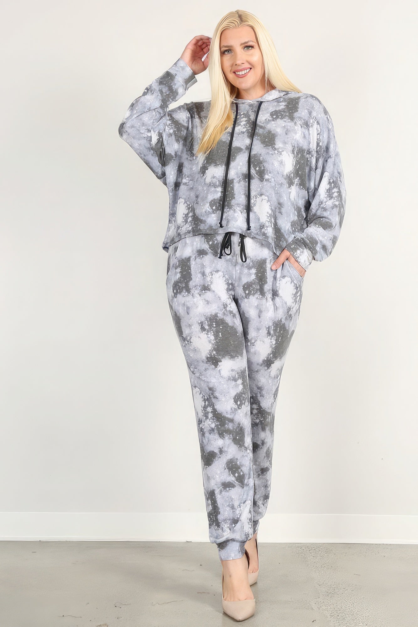 Tie Dye Print Pullover Hoodie And Sweatpants-Teresa&#39;s Fashionista LLC