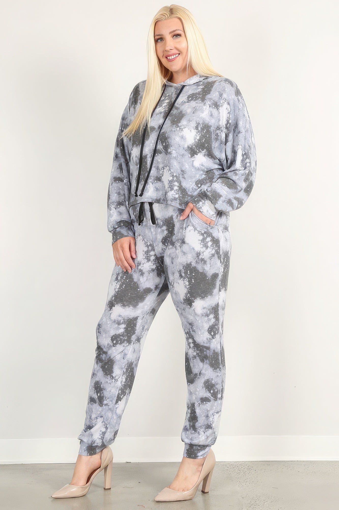 Tie Dye Print Pullover Hoodie And Sweatpants-Teresa&#39;s Fashionista LLC