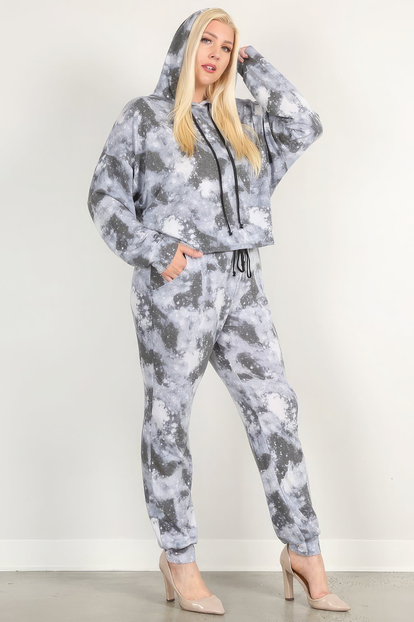 Tie Dye Print Pullover Hoodie And Sweatpants-Teresa&#39;s Fashionista LLC