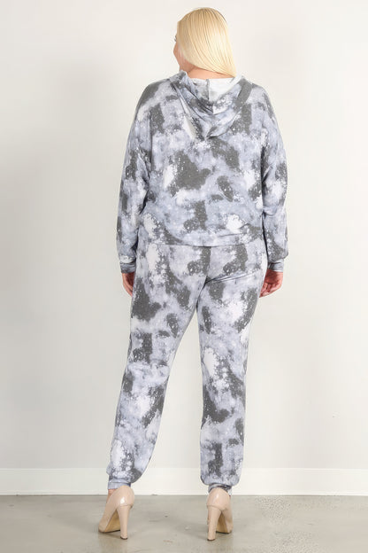 Tie Dye Print Pullover Hoodie And Sweatpants-Teresa&#39;s Fashionista LLC