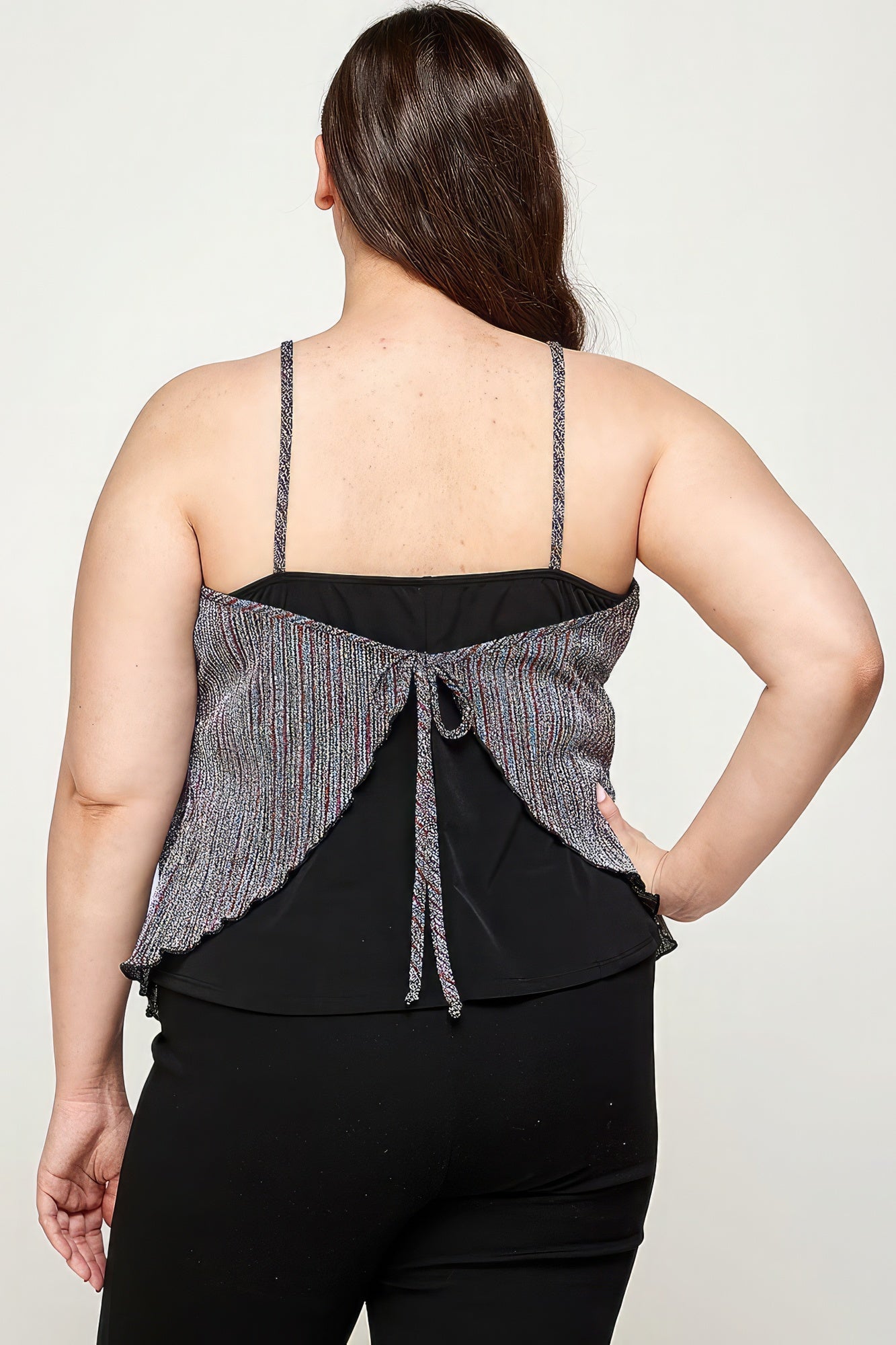 Metallic Stripe Handkerchief Plus Size Top-Teresa&#39;s Fashionista LLC