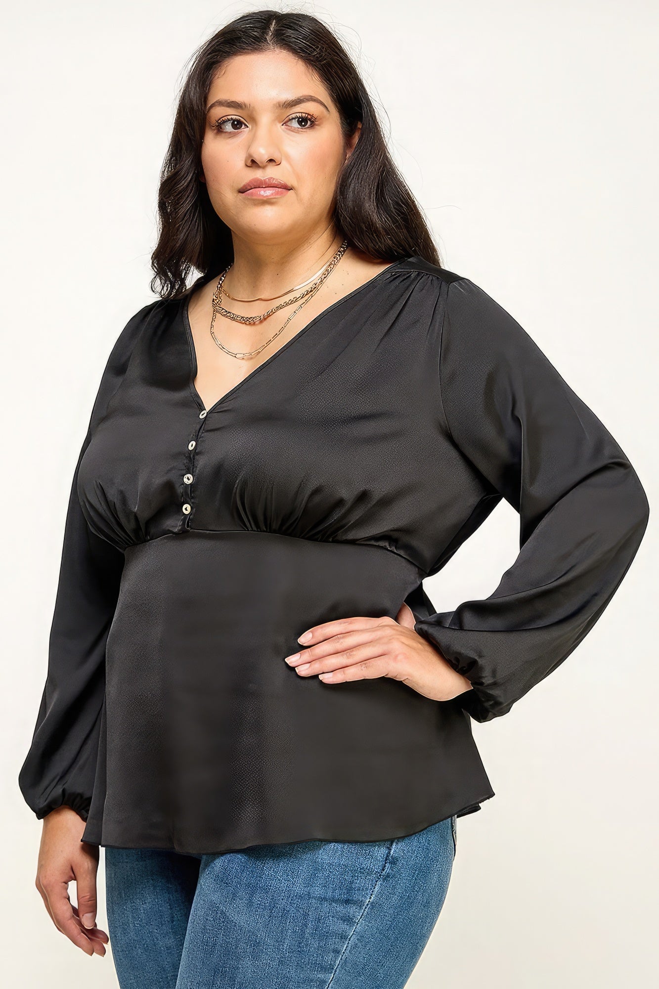 Satin Babydoll Blouse-Teresa&#39;s Fashionista LLC