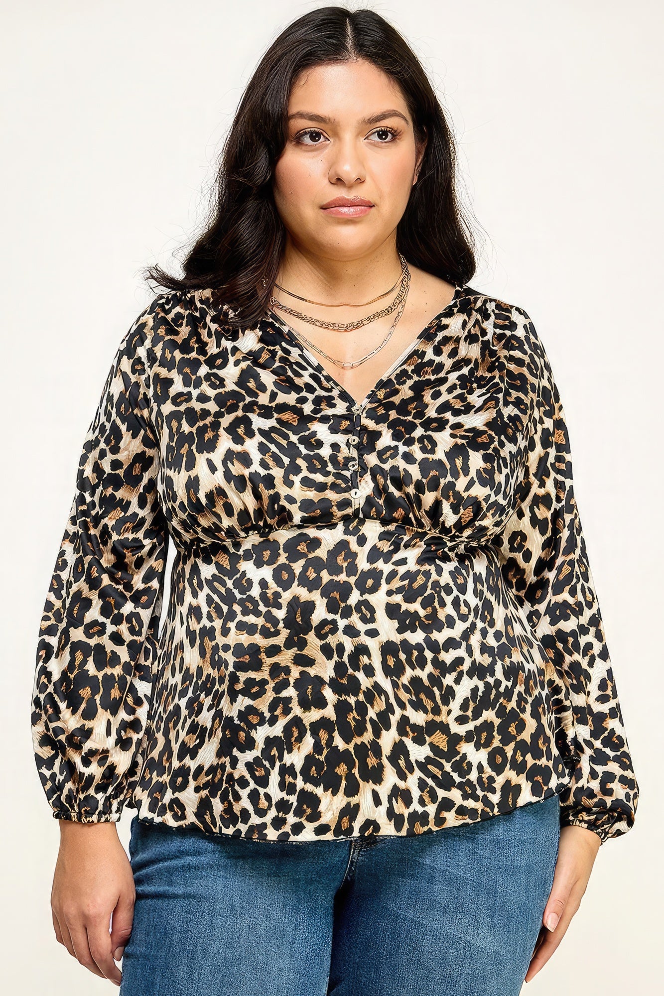 Satin Animal Babydoll Blouse-Teresa&#39;s Fashionista LLC