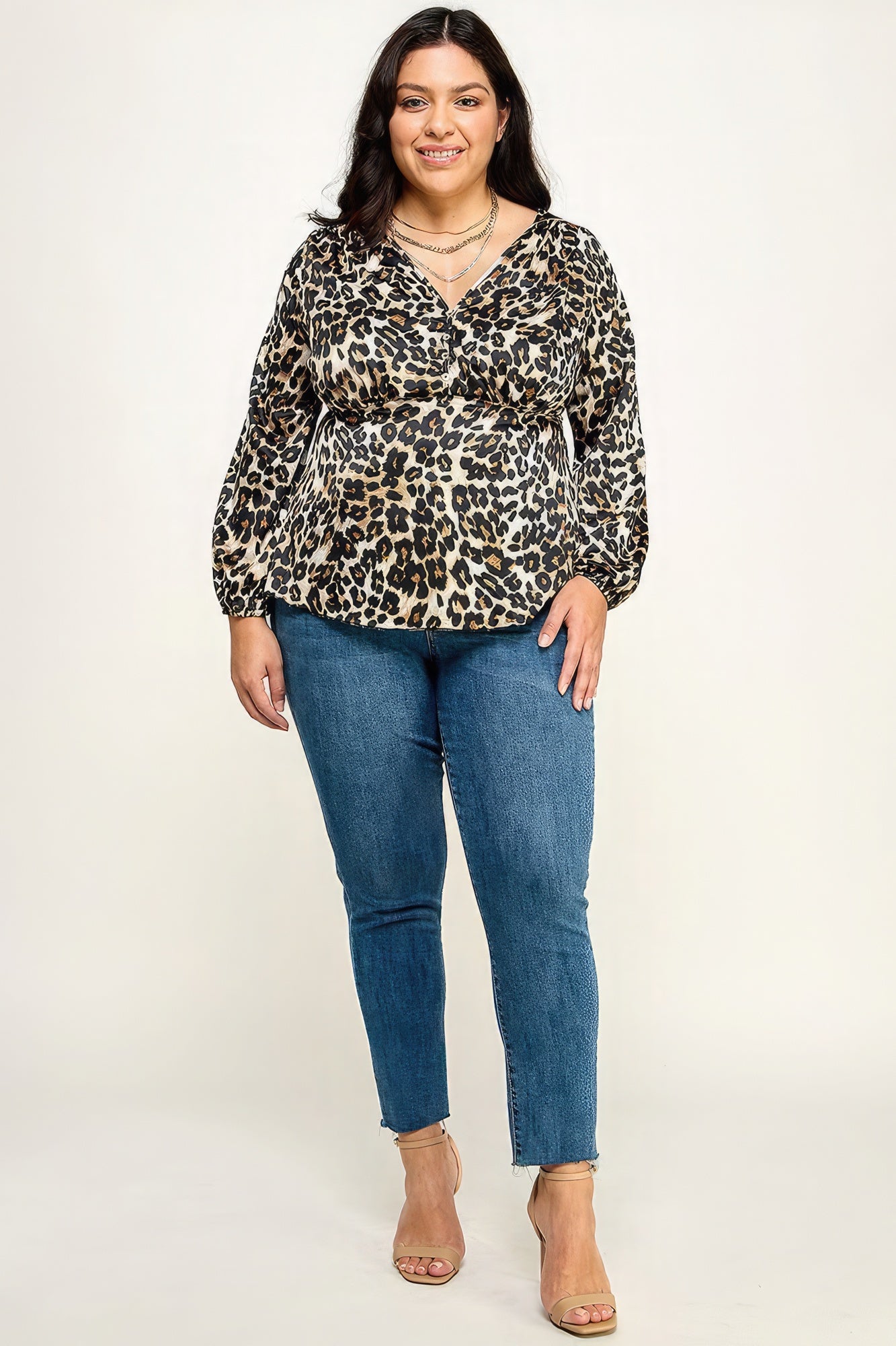 Satin Animal Babydoll Blouse-Teresa&#39;s Fashionista LLC