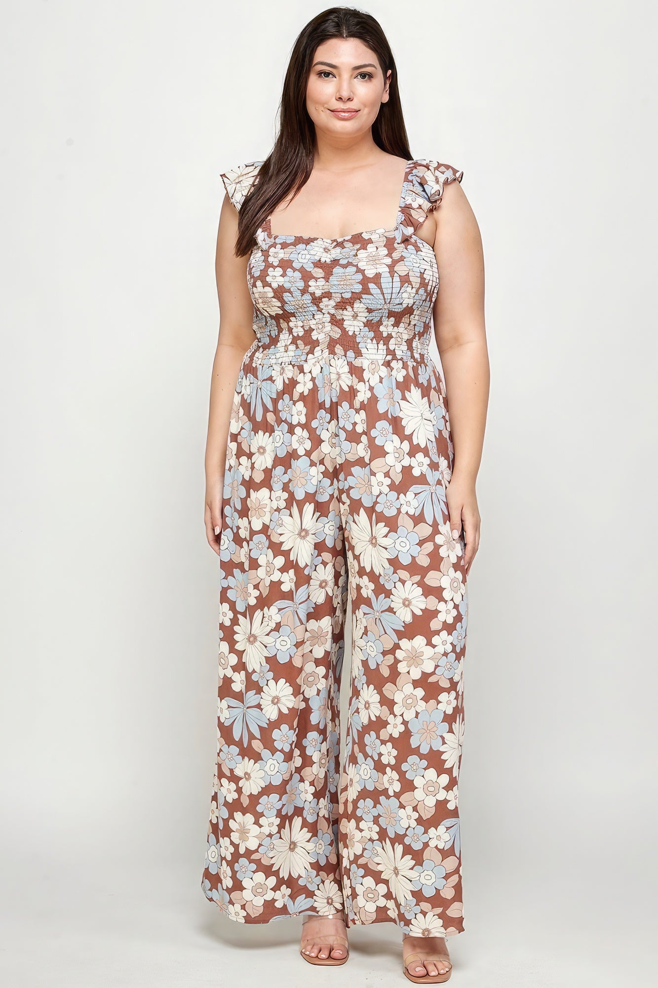 Floral Print Smocked Jumpsuit-Teresa&#39;s Fashionista LLC