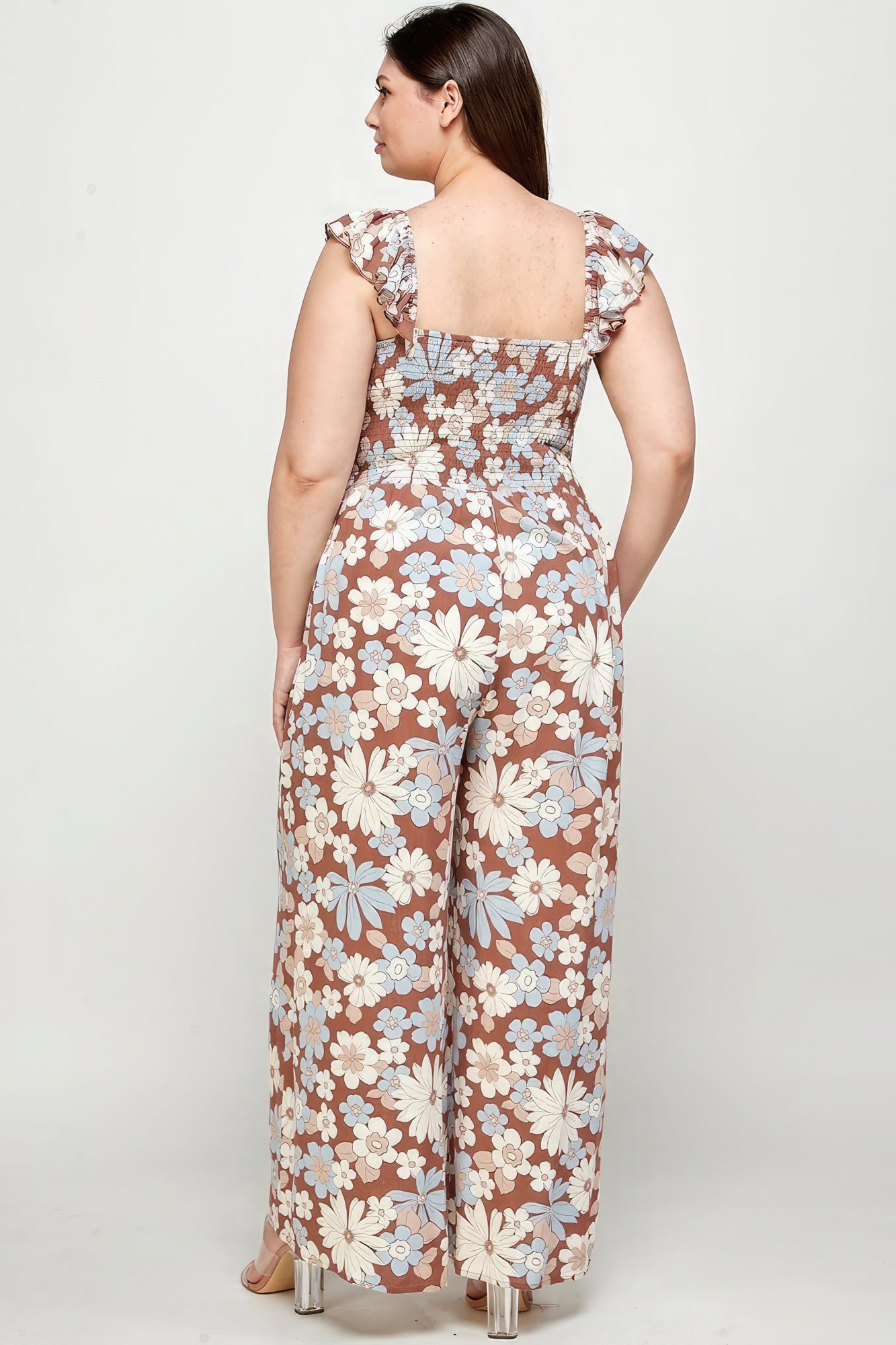 Floral Print Smocked Jumpsuit-Teresa&#39;s Fashionista LLC