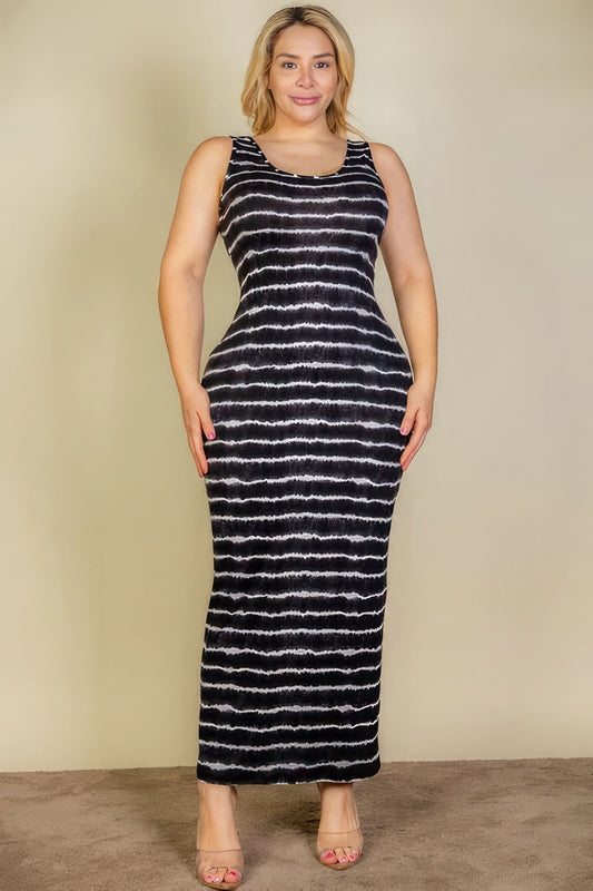 Plus Size Tie Dye Printed Tank Bodycon Maxi Dress-Teresa&#39;s Fashionista LLC