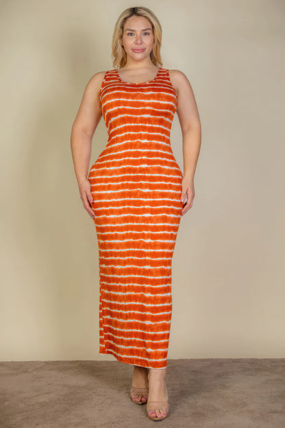 Plus Size Tie Dye Printed Tank Bodycon Maxi Dress-Teresa&#39;s Fashionista LLC