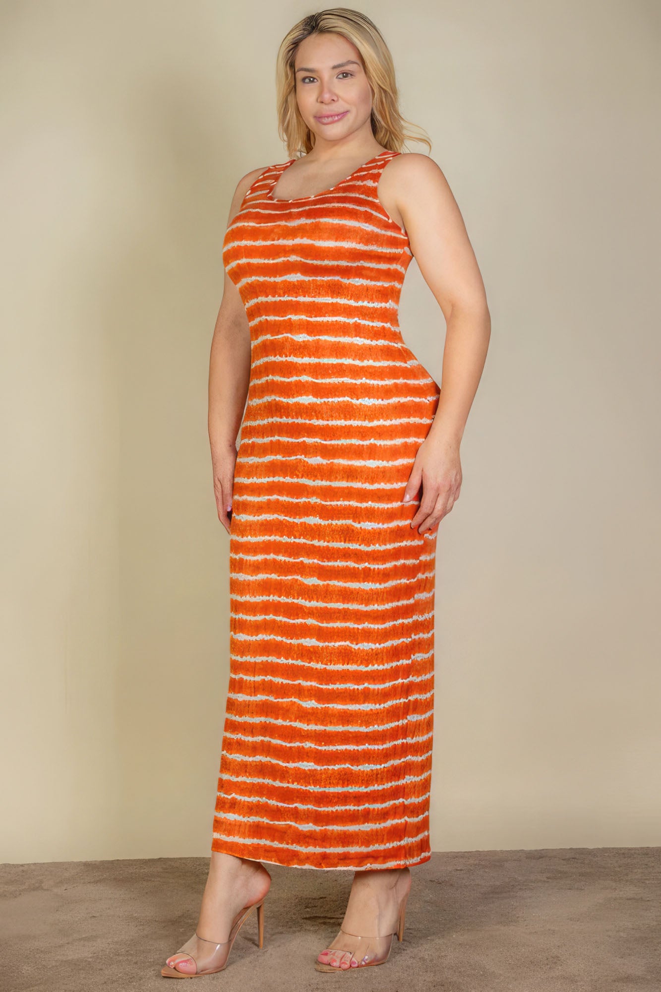 Plus Size Tie Dye Printed Tank Bodycon Maxi Dress-Teresa&#39;s Fashionista LLC