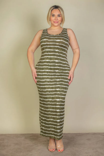 Plus Size Tie Dye Printed Tank Bodycon Maxi Dress-Teresa&#39;s Fashionista LLC