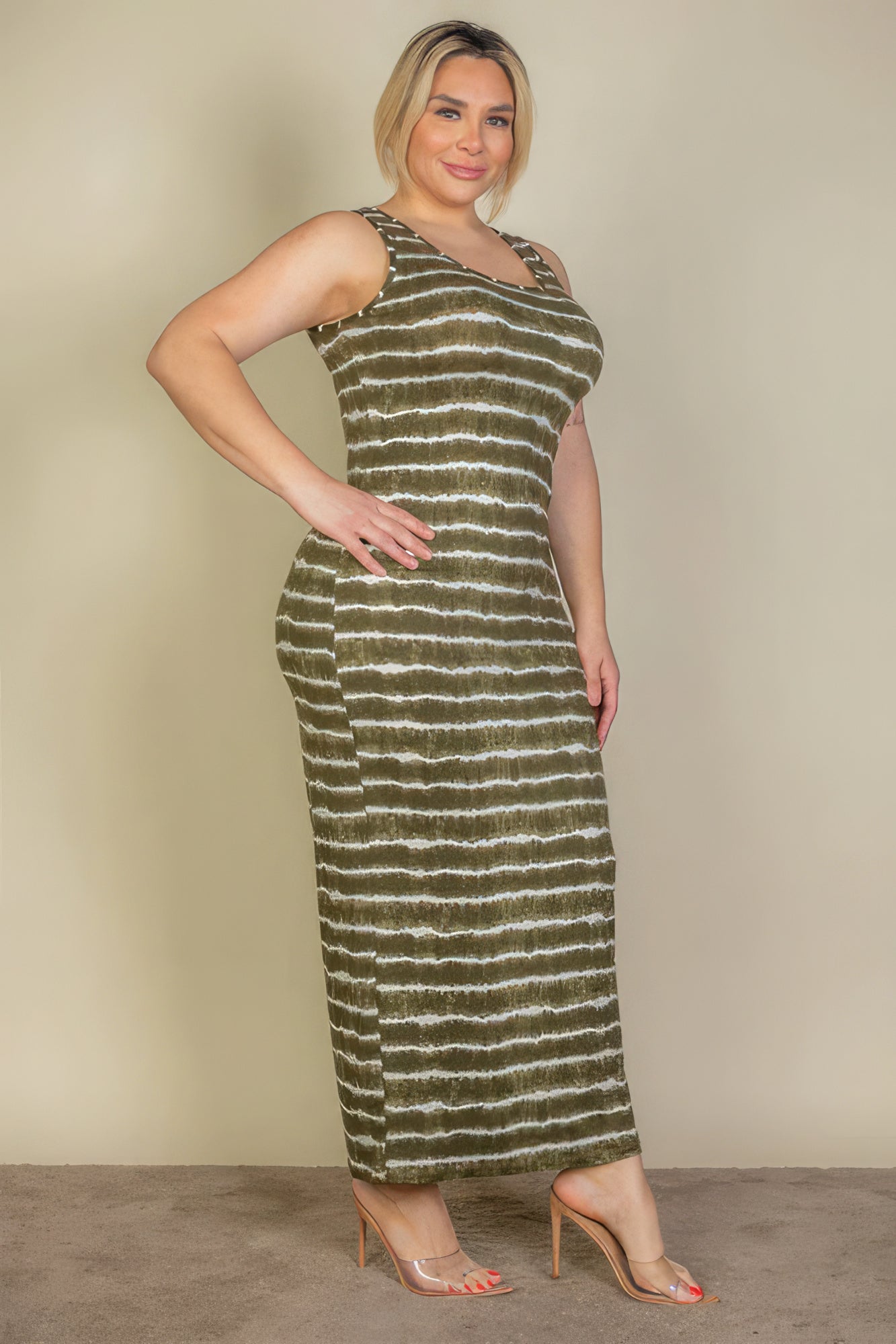 Plus Size Tie Dye Printed Tank Bodycon Maxi Dress-Teresa&#39;s Fashionista LLC