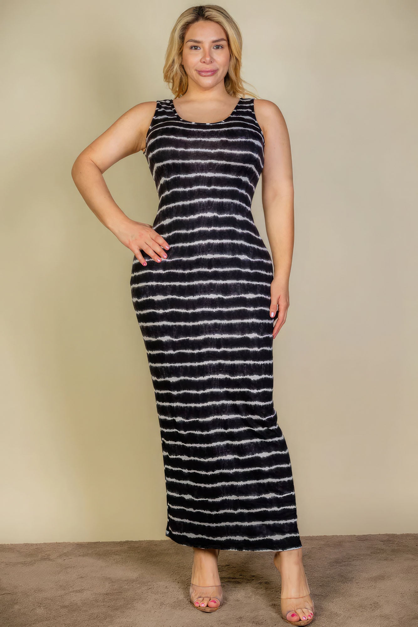 Plus Size Tie Dye Printed Tank Bodycon Maxi Dress-Teresa&#39;s Fashionista LLC