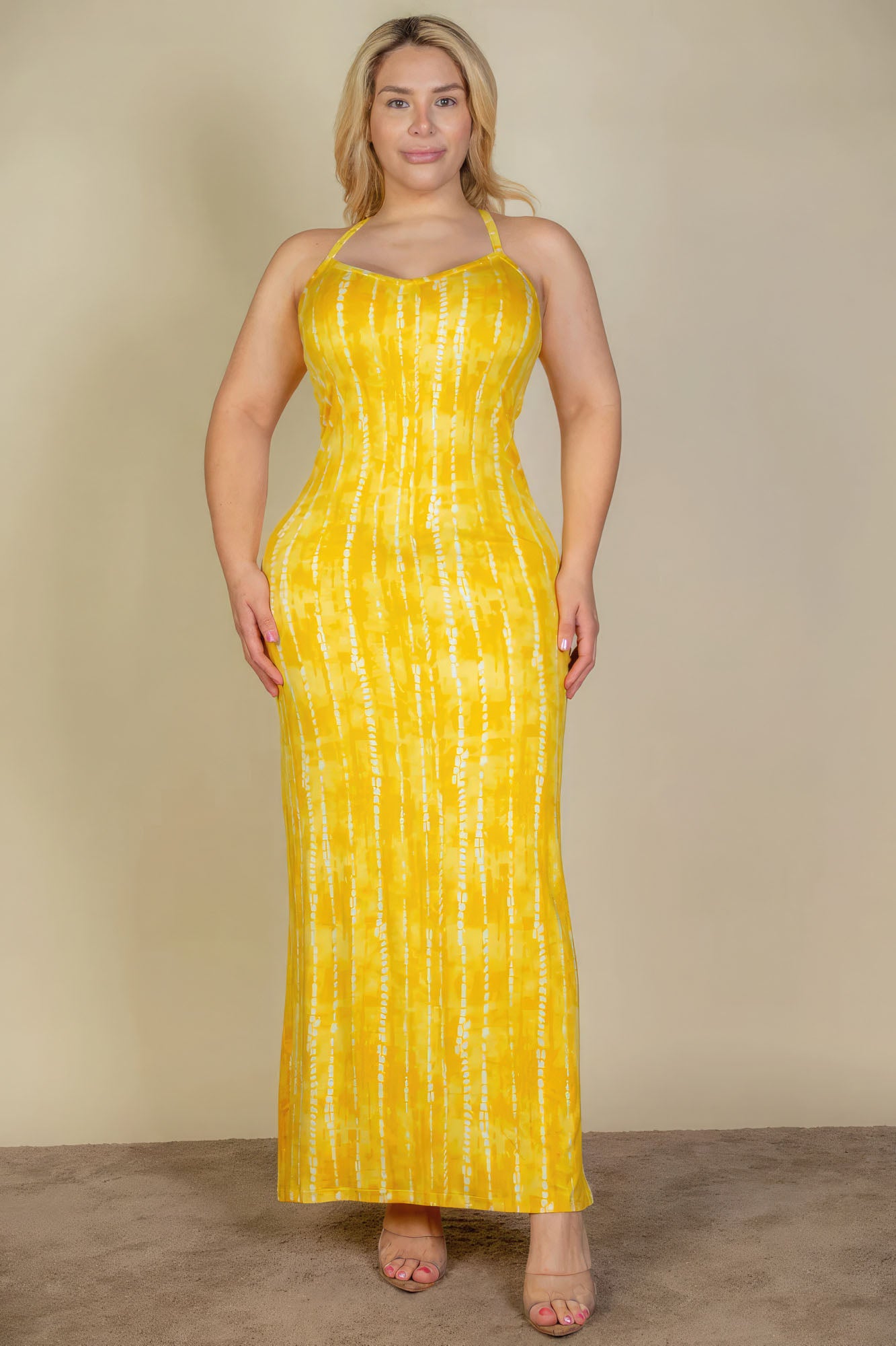 Plus Size Tie Dye Printed Cami Bodycon Maxi Dress-Teresa&#39;s Fashionista LLC