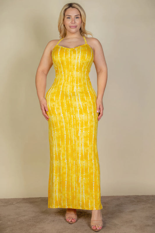 Plus Size Tie Dye Printed Cami Bodycon Maxi Dress-Teresa&#39;s Fashionista LLC