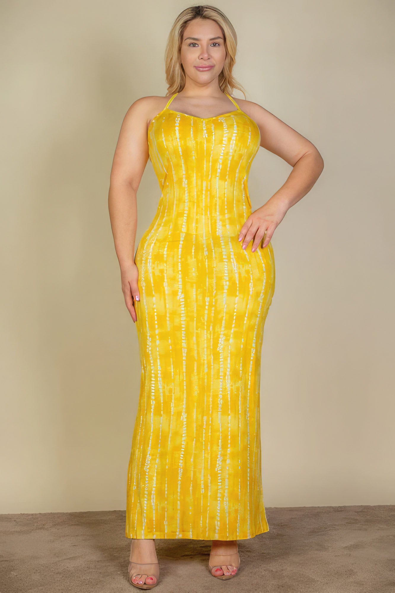 Plus Size Tie Dye Printed Cami Bodycon Maxi Dress-Teresa&#39;s Fashionista LLC