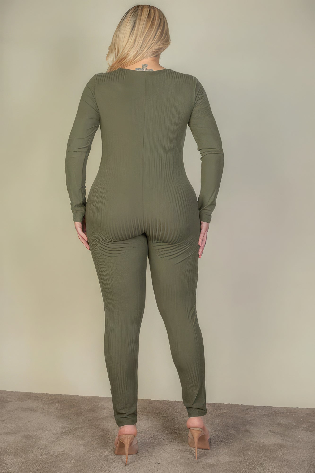 Plus Size Ribbed Scoop Neck Long Sleeve Jumpsuit-Teresa&#39;s Fashionista LLC