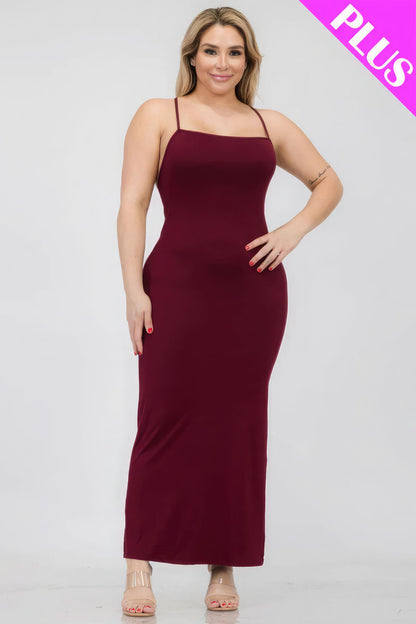 Plus Size Crisscross Back Split Thigh Maxi Dress-Teresa&#39;s Fashionista LLC