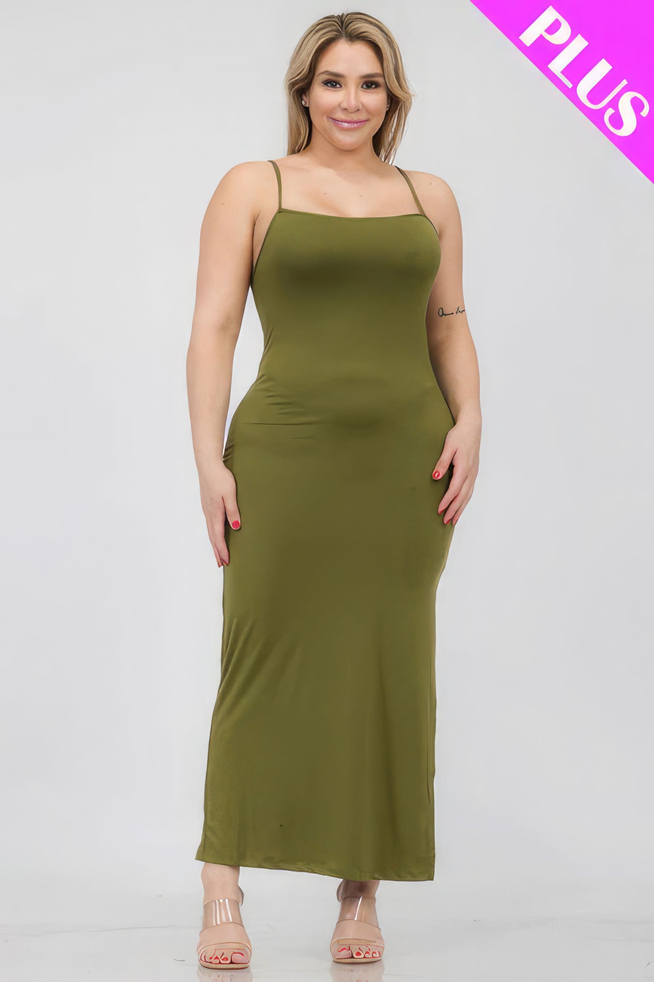 Plus Size Crisscross Back Split Thigh Maxi Dress-Teresa&#39;s Fashionista LLC