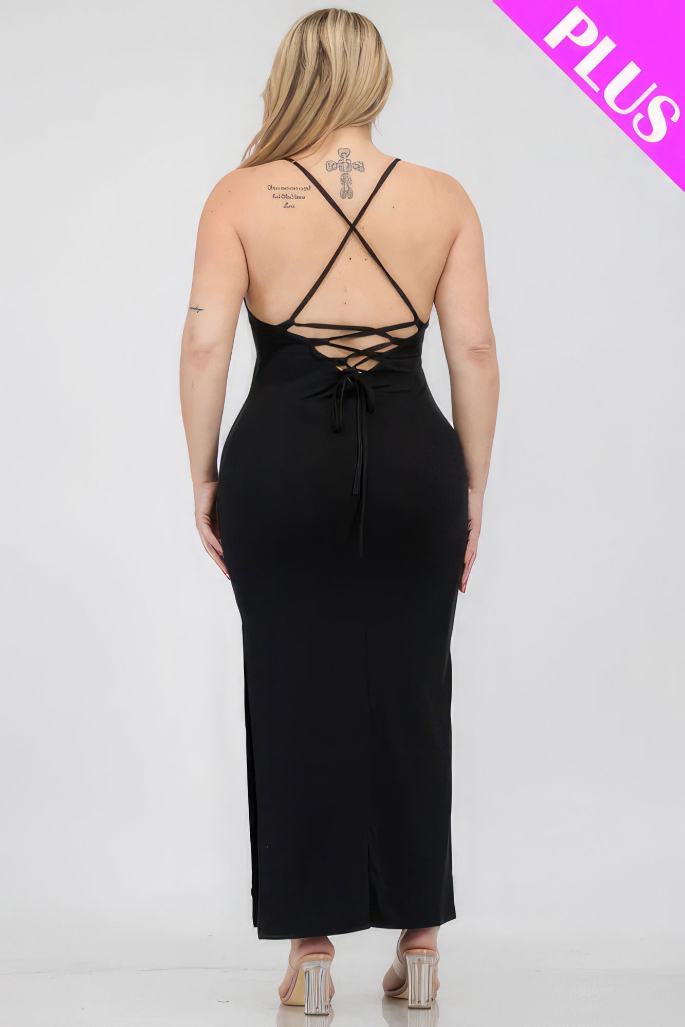 Plus Size Crisscross Back Split Thigh Maxi Dress-Teresa&#39;s Fashionista LLC