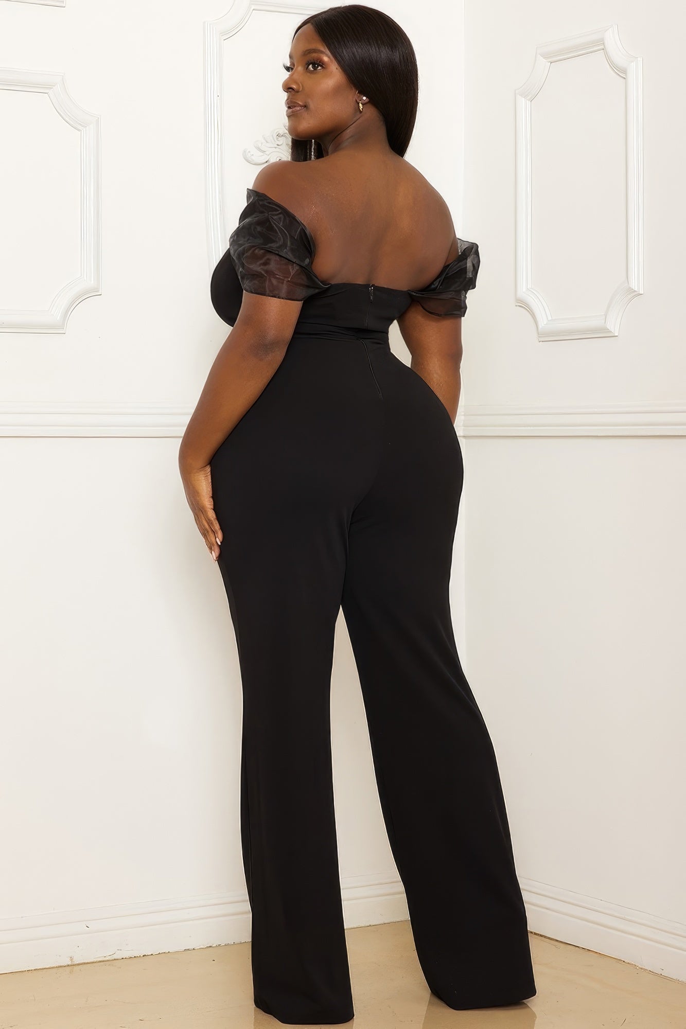 Mesh Off The Shoulder Plus Size Jumpsuit-Teresa&#39;s Fashionista LLC