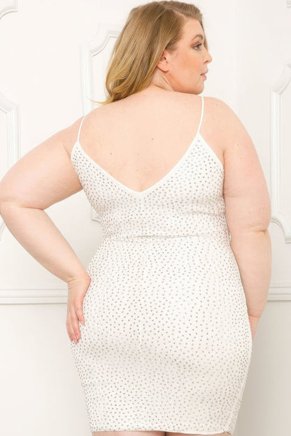 Rhinestone Body Plus Size Mini Dress-Teresa&#39;s Fashionista LLC