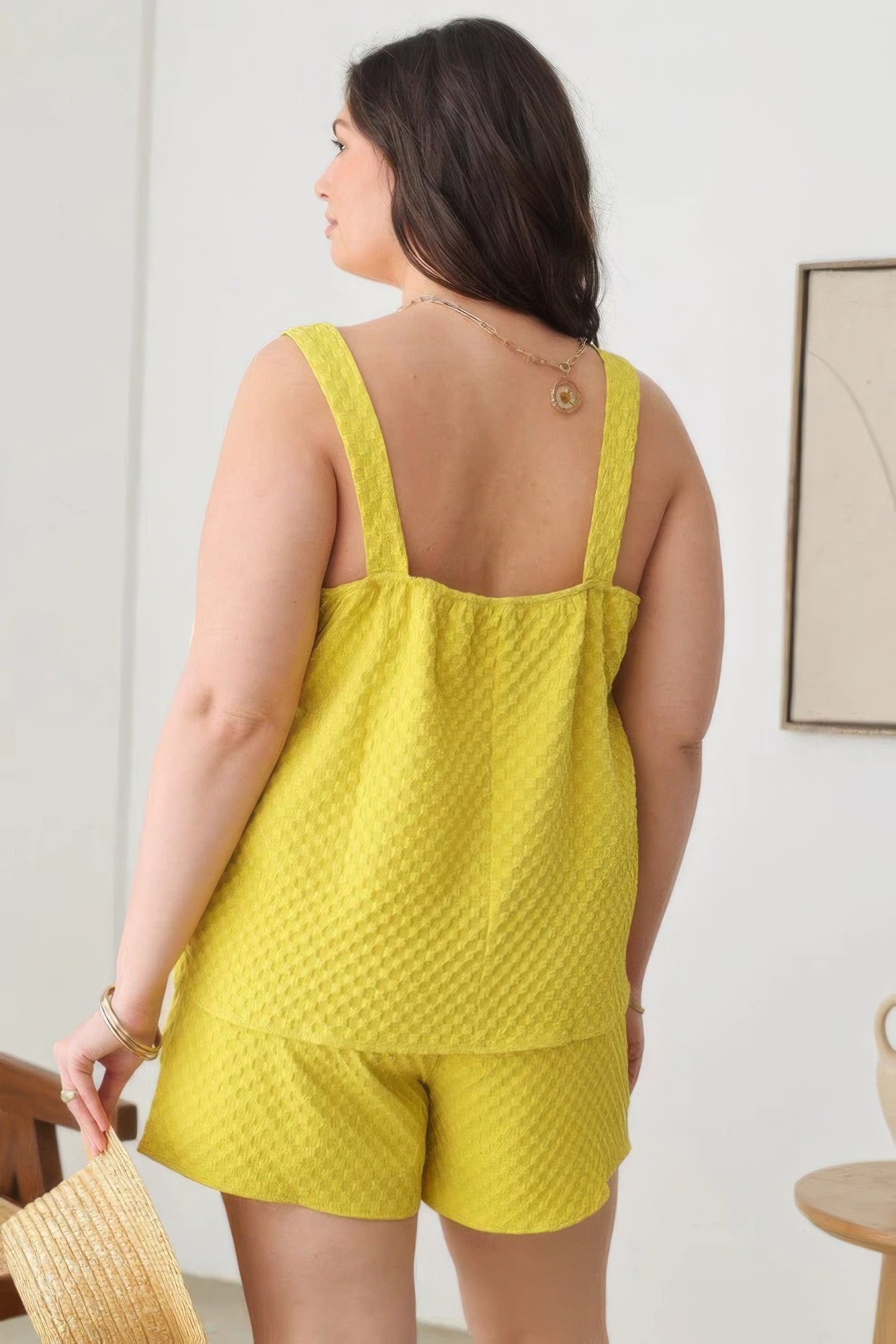 Plus Size Textured Top Elastic Waist Short Sets-Teresa&#39;s Fashionista LLC