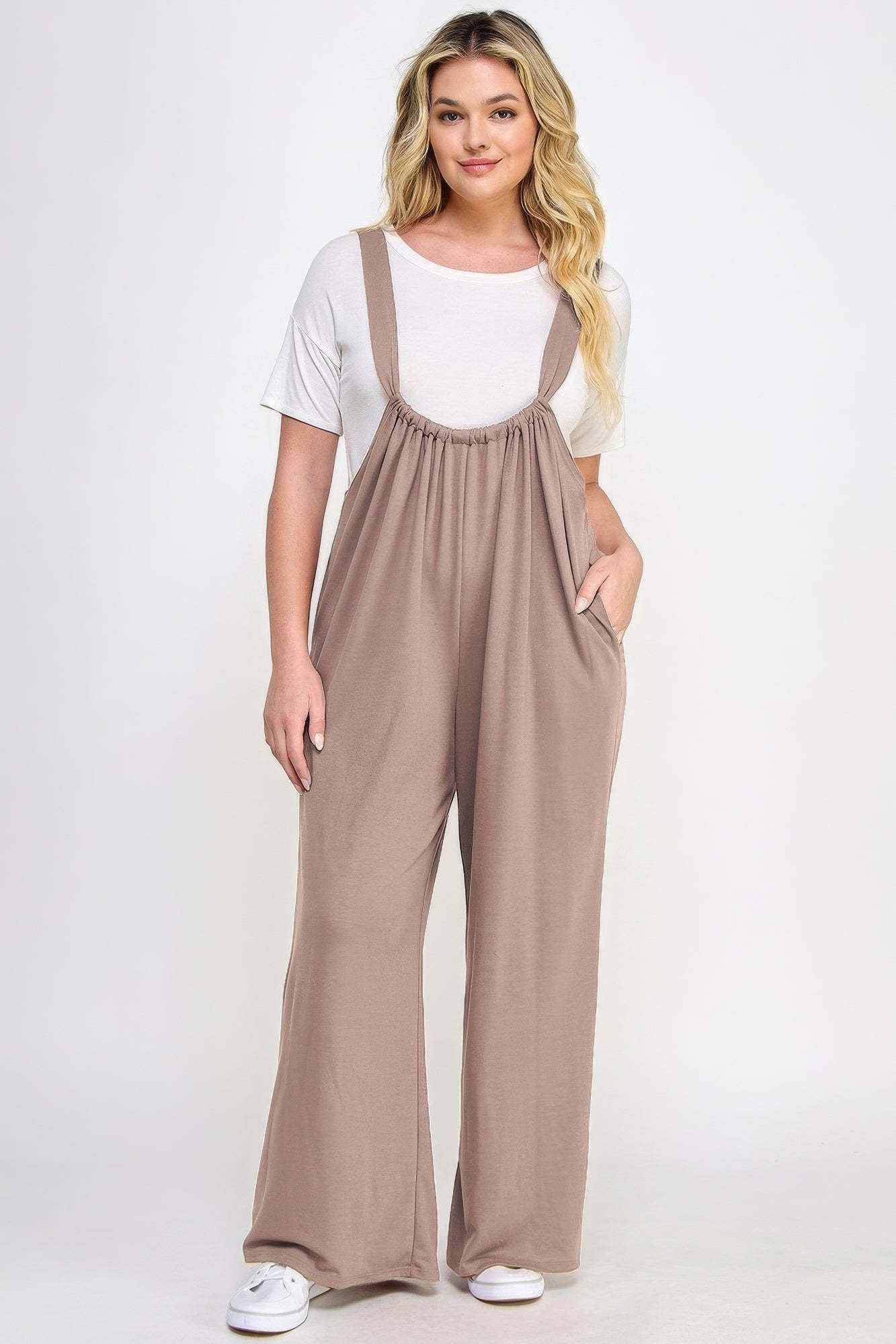 French Terry Wide Leg Jumpsuit Overalls-Teresa&#39;s Fashionista LLC