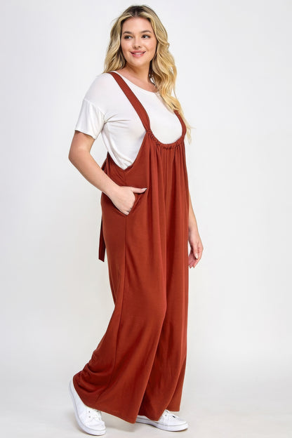 French Terry Wide Leg Jumpsuit Overalls-Teresa&#39;s Fashionista LLC