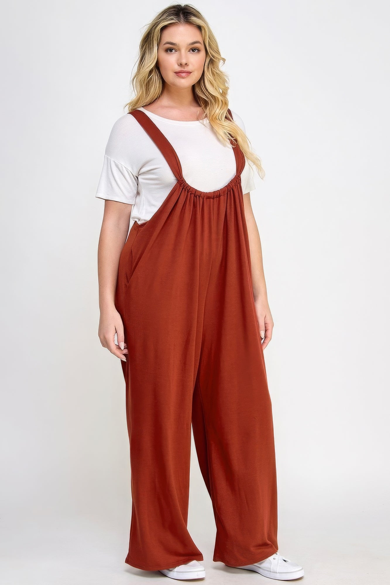 French Terry Wide Leg Jumpsuit Overalls-Teresa&#39;s Fashionista LLC