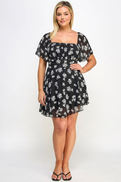 Plus Size Floral Chiffon Dress-Teresa&#39;s Fashionista LLC