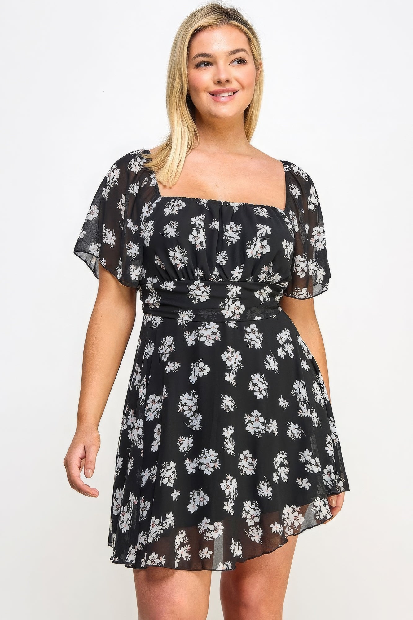 Plus Size Floral Chiffon Dress-Teresa&#39;s Fashionista LLC