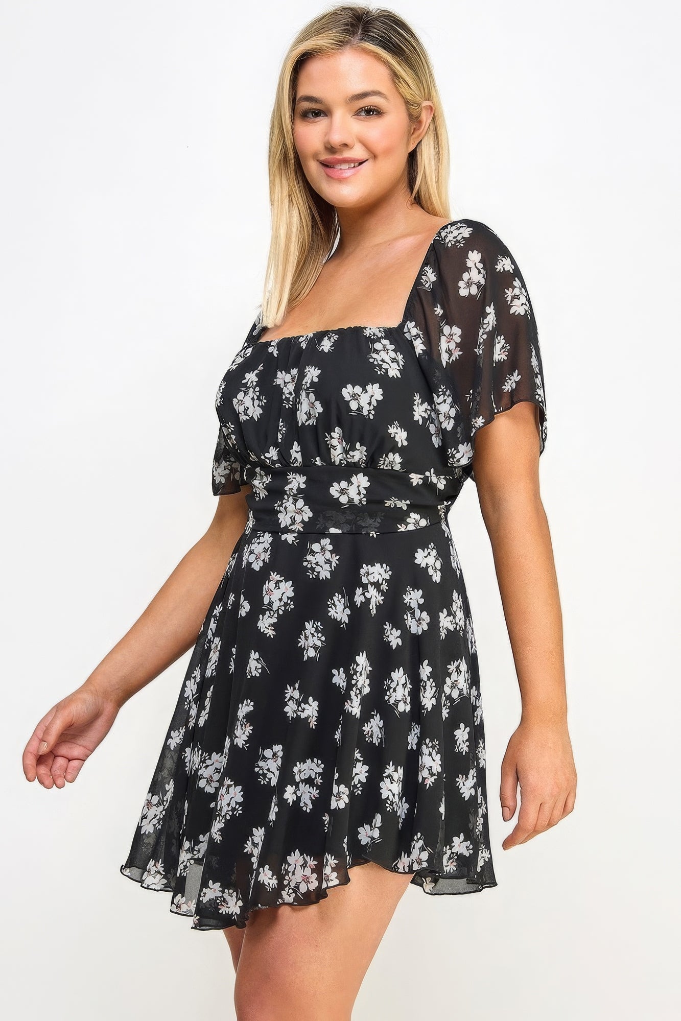 Plus Size Floral Chiffon Dress-Teresa&#39;s Fashionista LLC