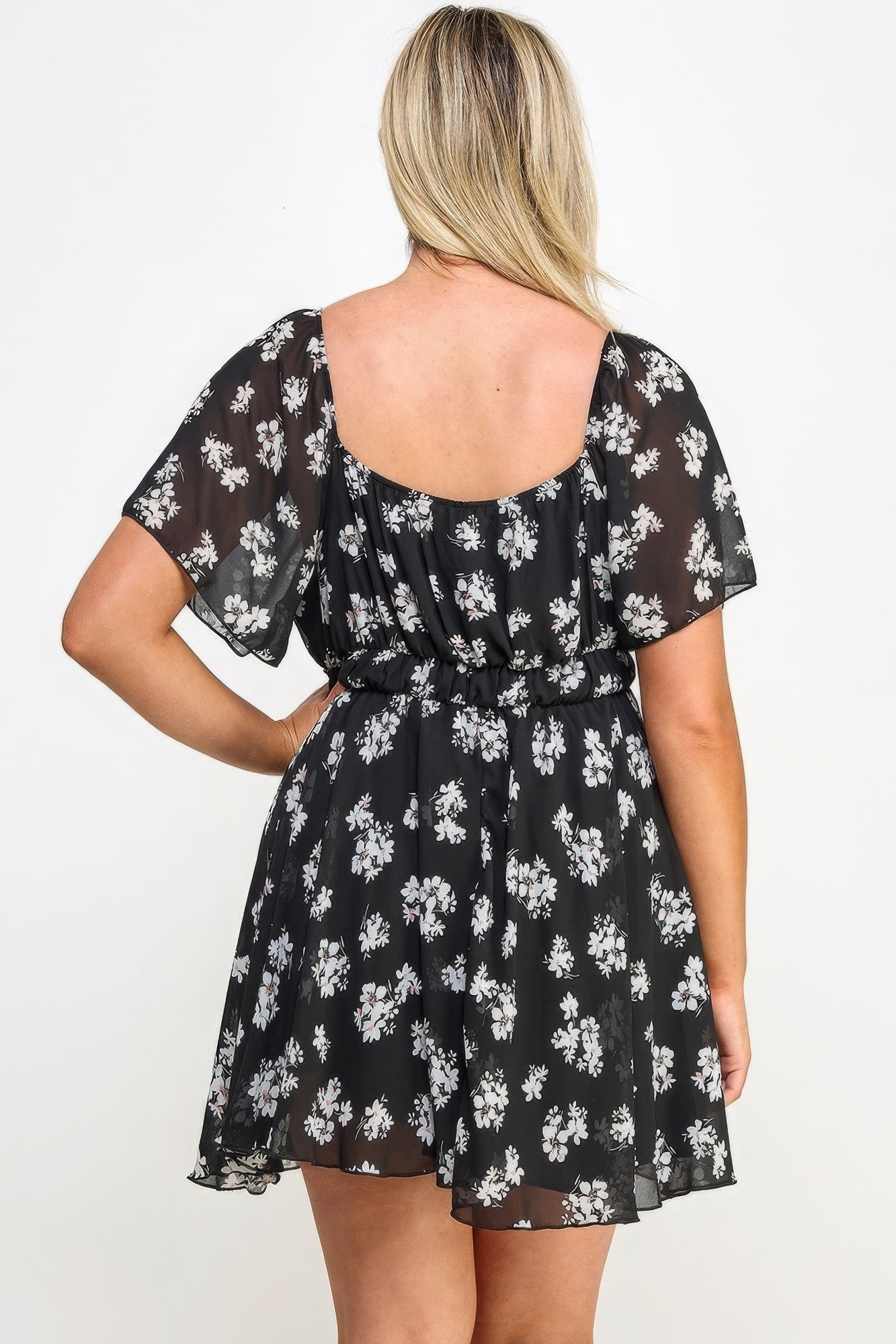 Plus Size Floral Chiffon Dress-Teresa&#39;s Fashionista LLC