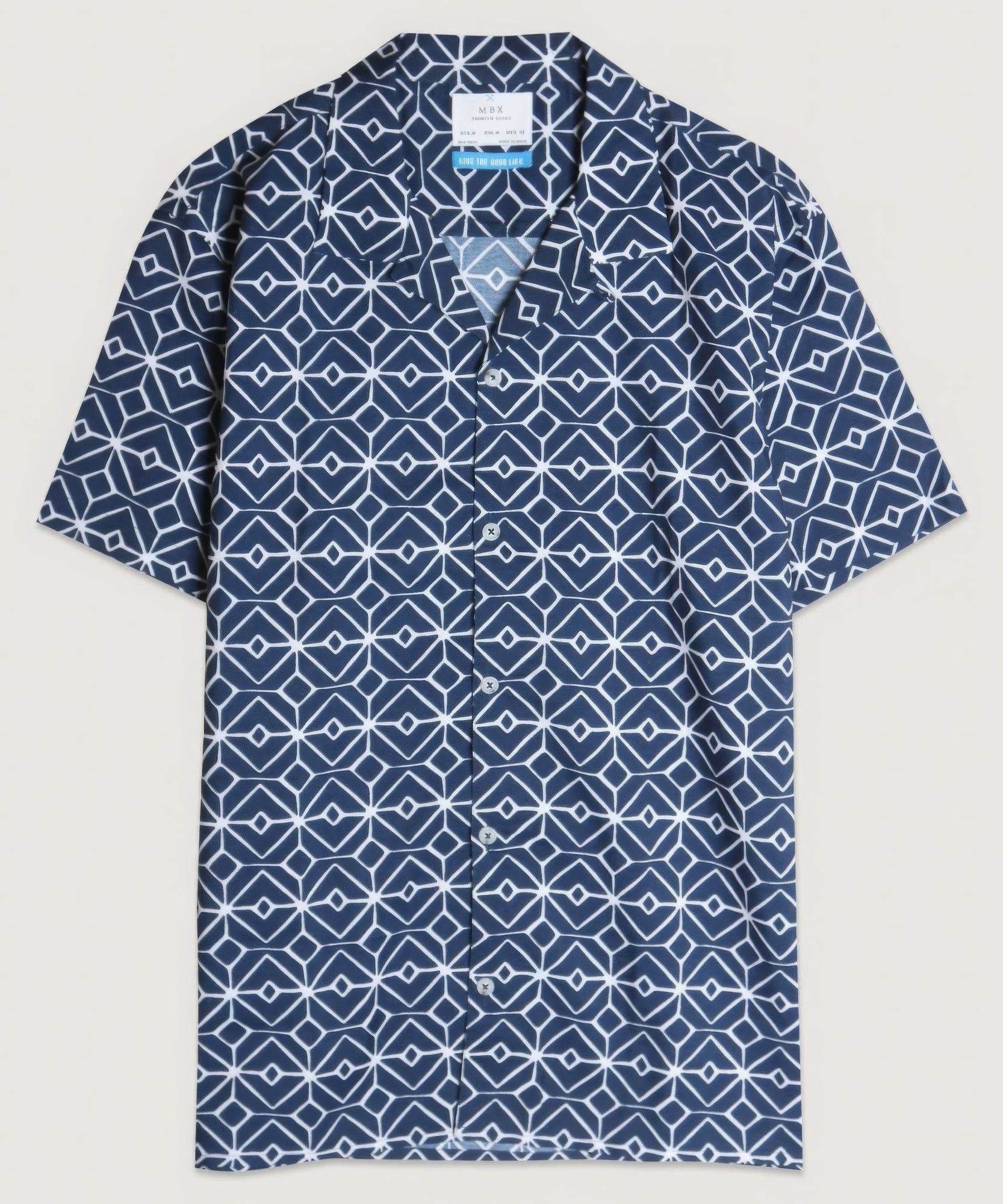 Geo Print Camp Shirt-Teresa&#39;s Fashionista LLC