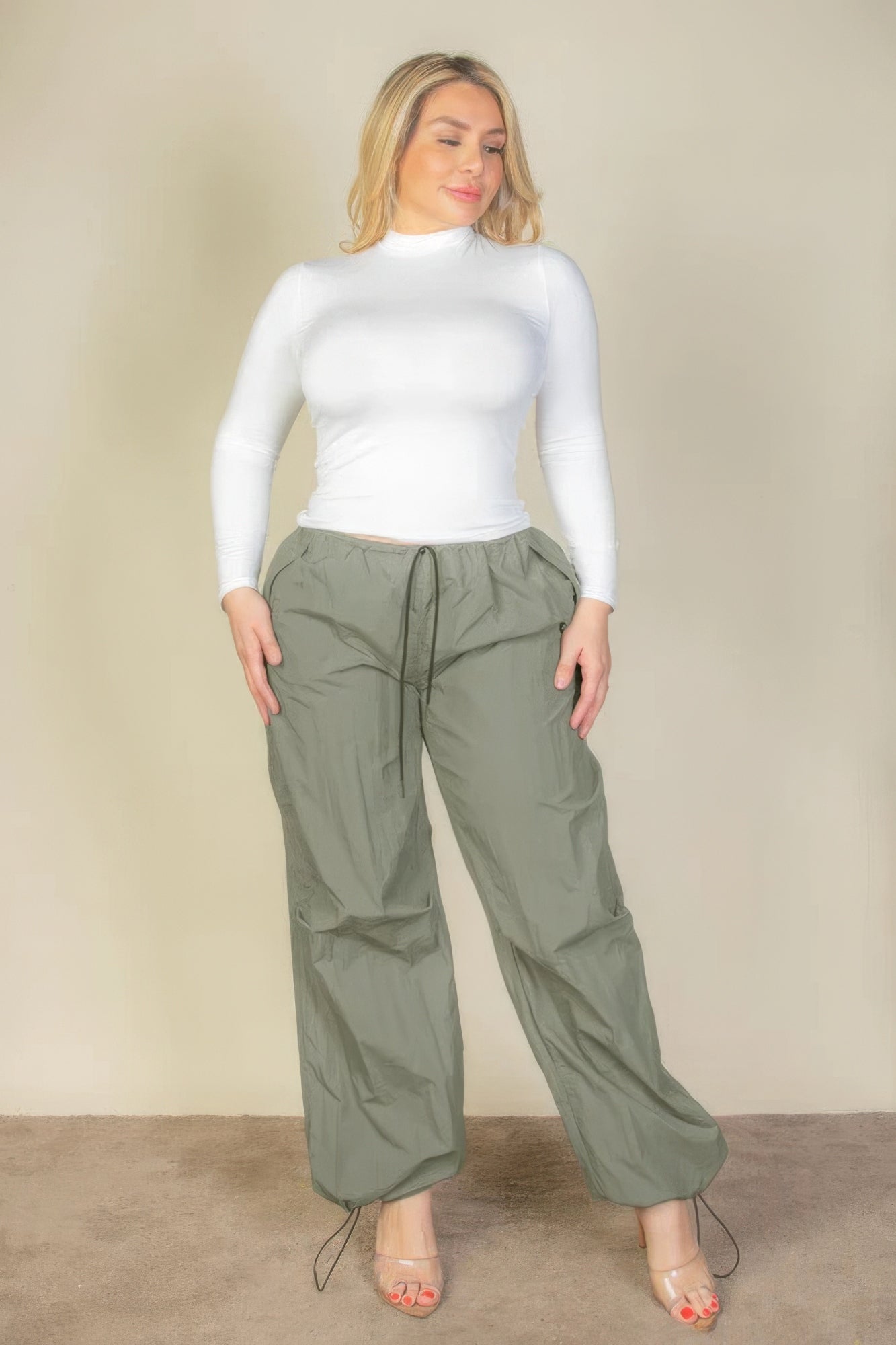 Plus Size Drawstring Waist Parachute Pants-Teresa&#39;s Fashionista LLC