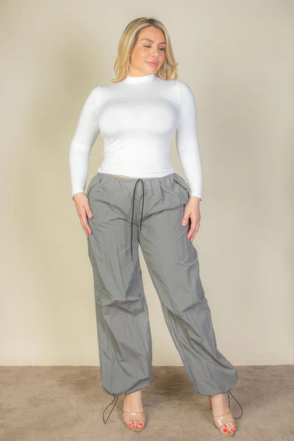 Plus Size Drawstring Waist Parachute Pants-Teresa&#39;s Fashionista LLC