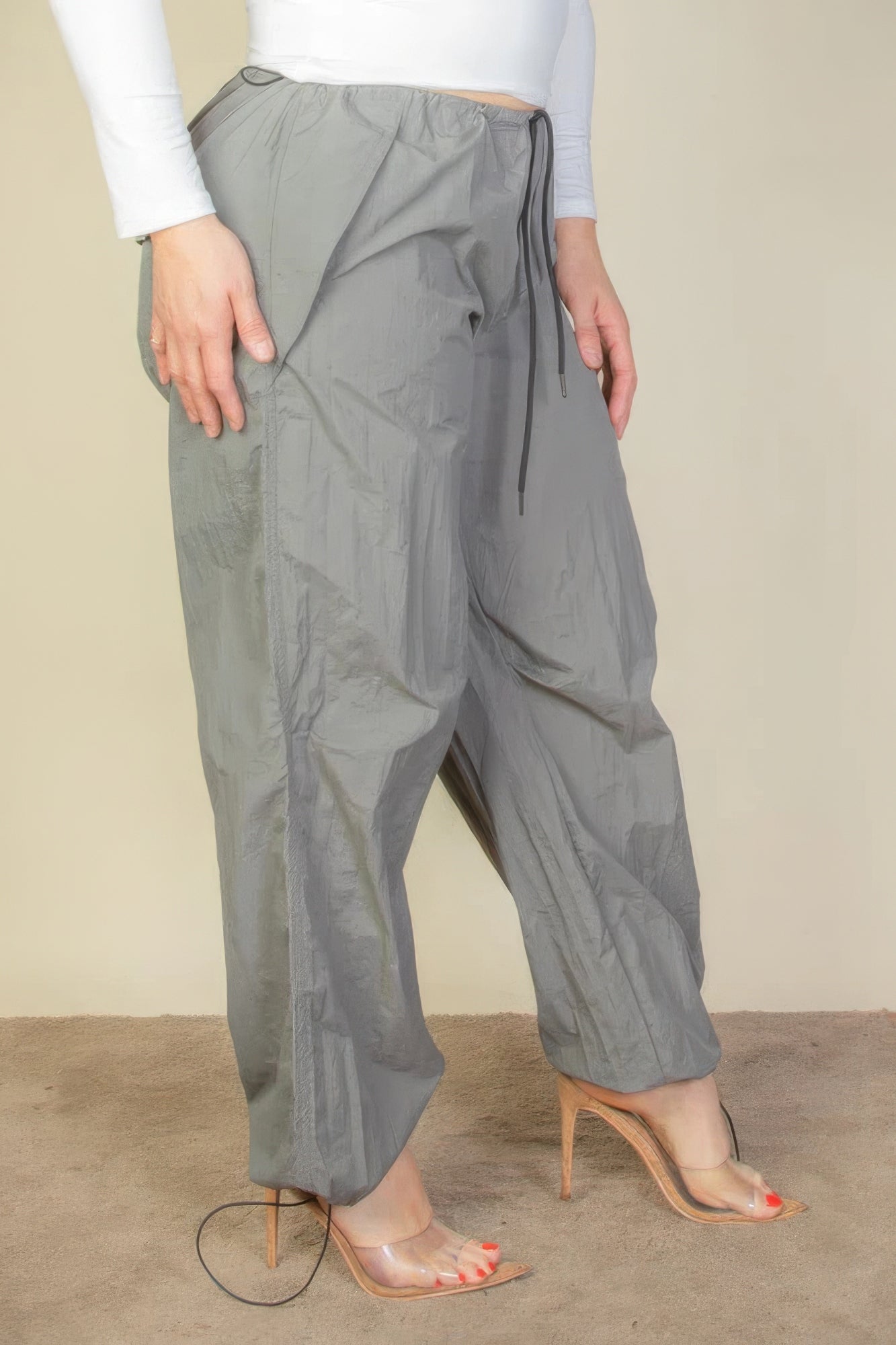 Plus Size Drawstring Waist Parachute Pants-Teresa&#39;s Fashionista LLC