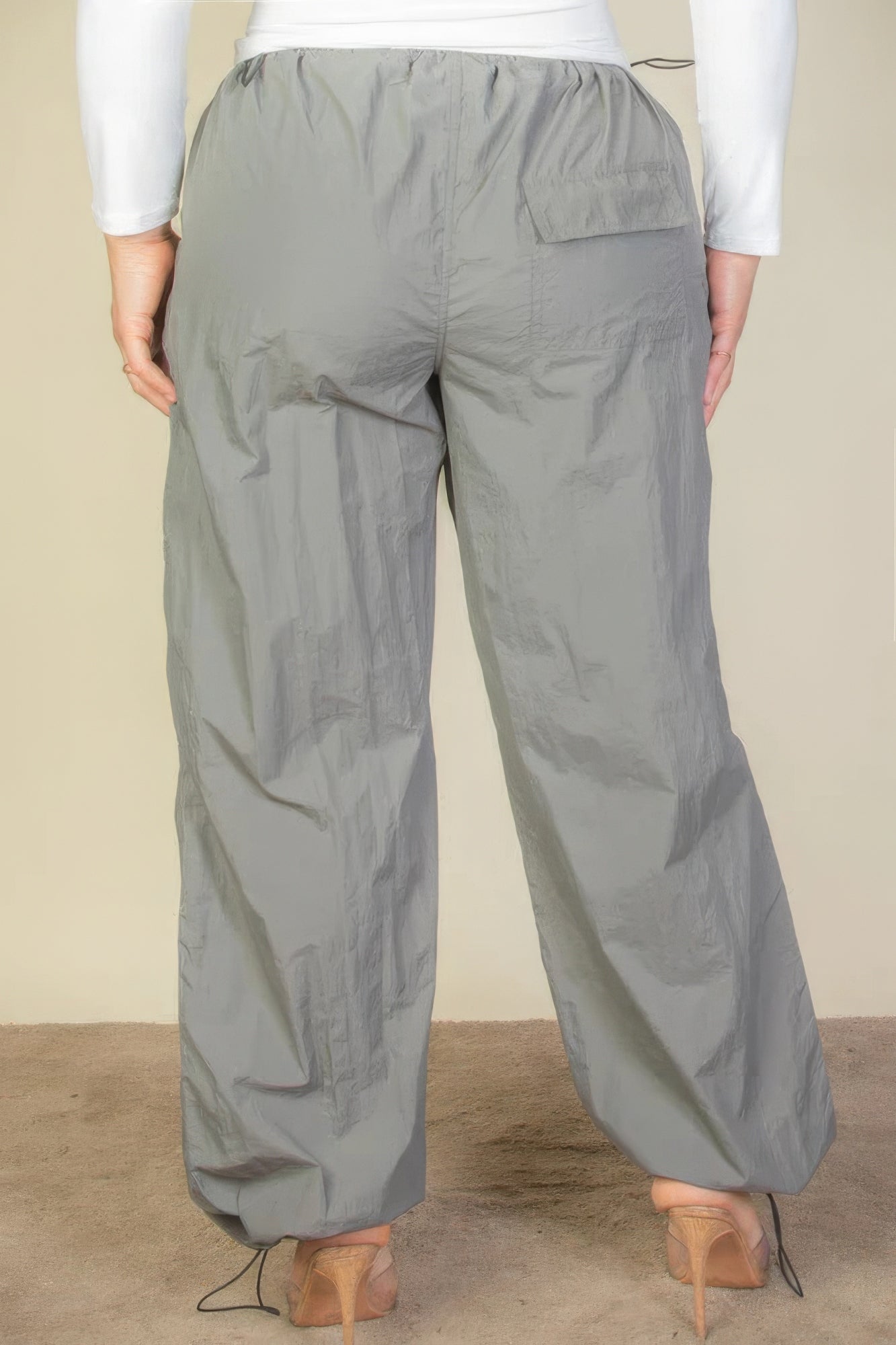 Plus Size Drawstring Waist Parachute Pants-Teresa&#39;s Fashionista LLC