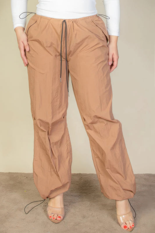 Plus Size Drawstring Waist Parachute Pants-Teresa&#39;s Fashionista LLC