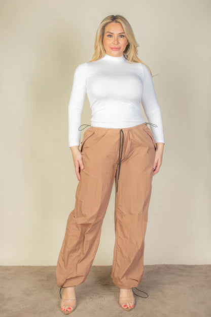 Plus Size Drawstring Waist Parachute Pants-Teresa&#39;s Fashionista LLC