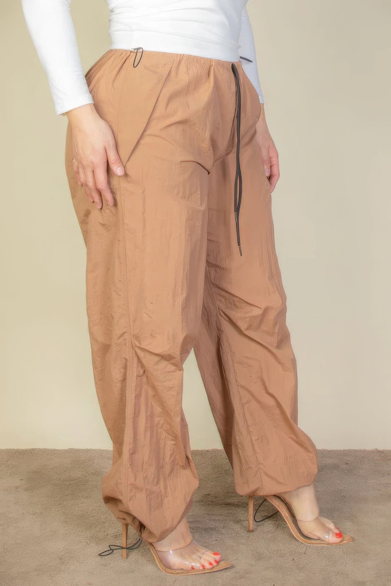 Plus Size Drawstring Waist Parachute Pants-Teresa&#39;s Fashionista LLC