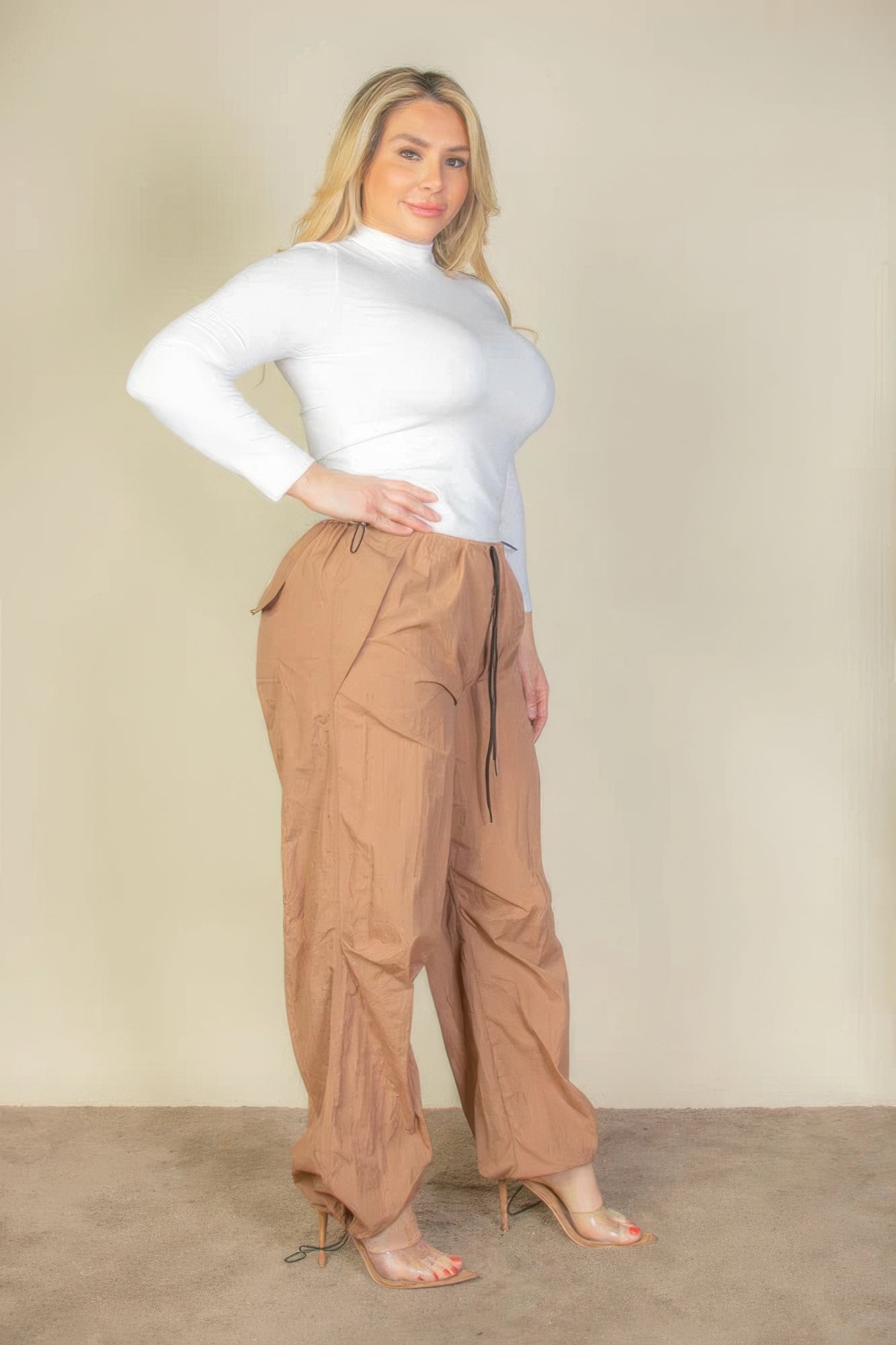 Plus Size Drawstring Waist Parachute Pants-Teresa&#39;s Fashionista LLC