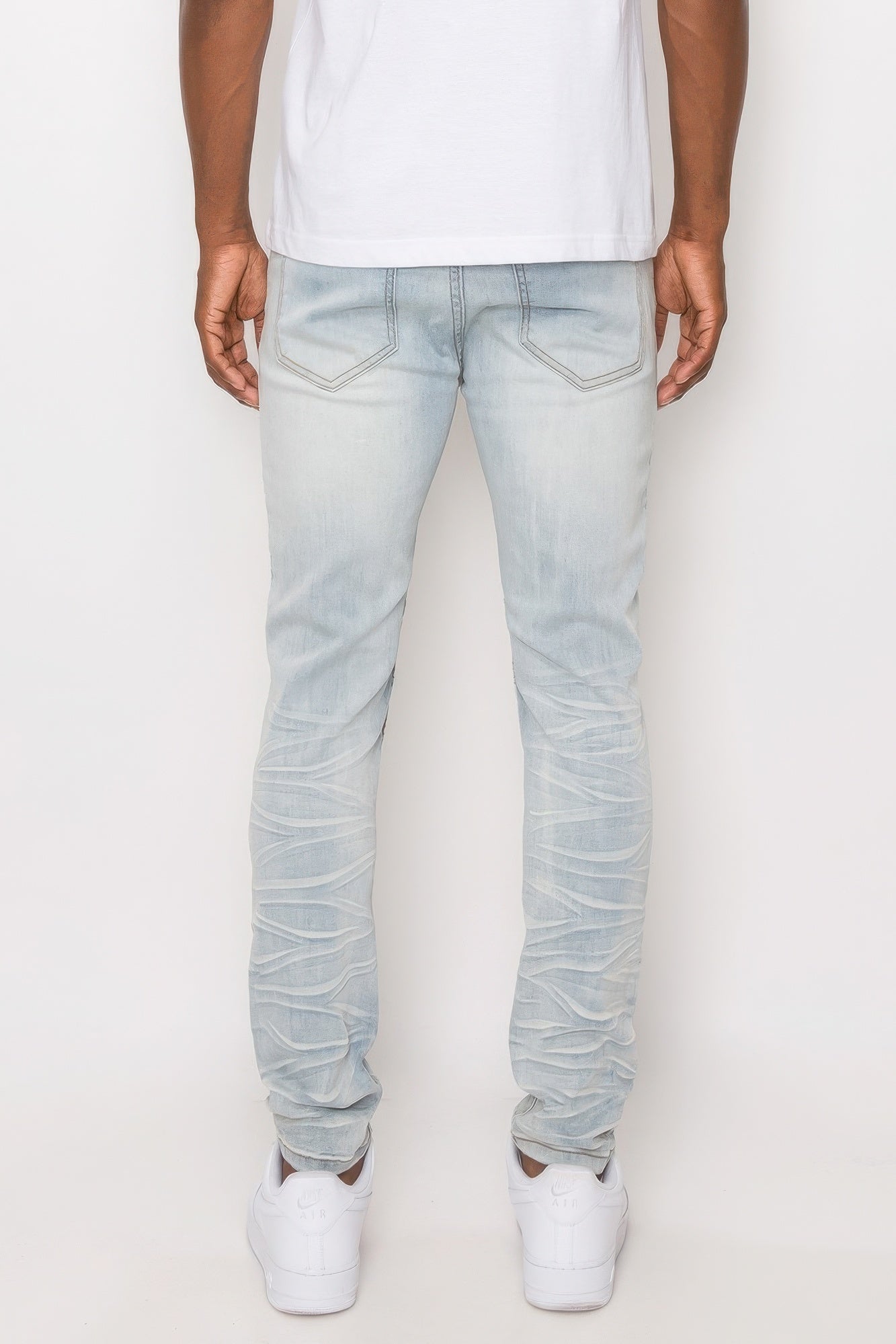 Men Creased Biker Denim Jeans-Teresa&#39;s Fashionista LLC