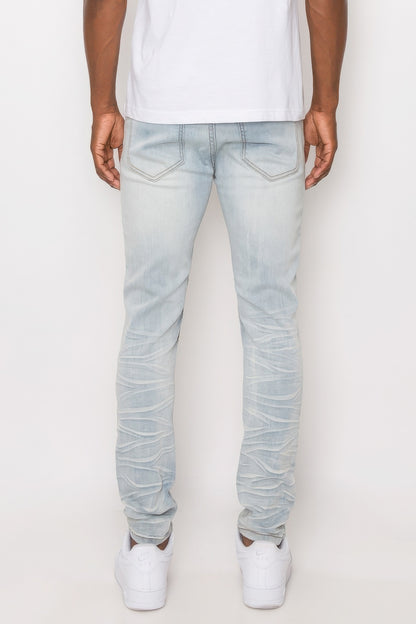 Men Creased Biker Denim Jeans-Teresa&#39;s Fashionista LLC