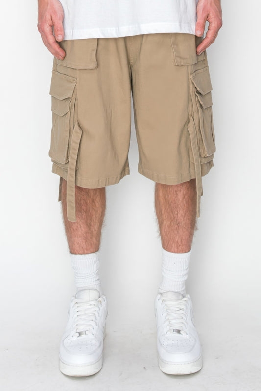 Twill Tuility Jogger Shorts-Teresa&#39;s Fashionista LLC