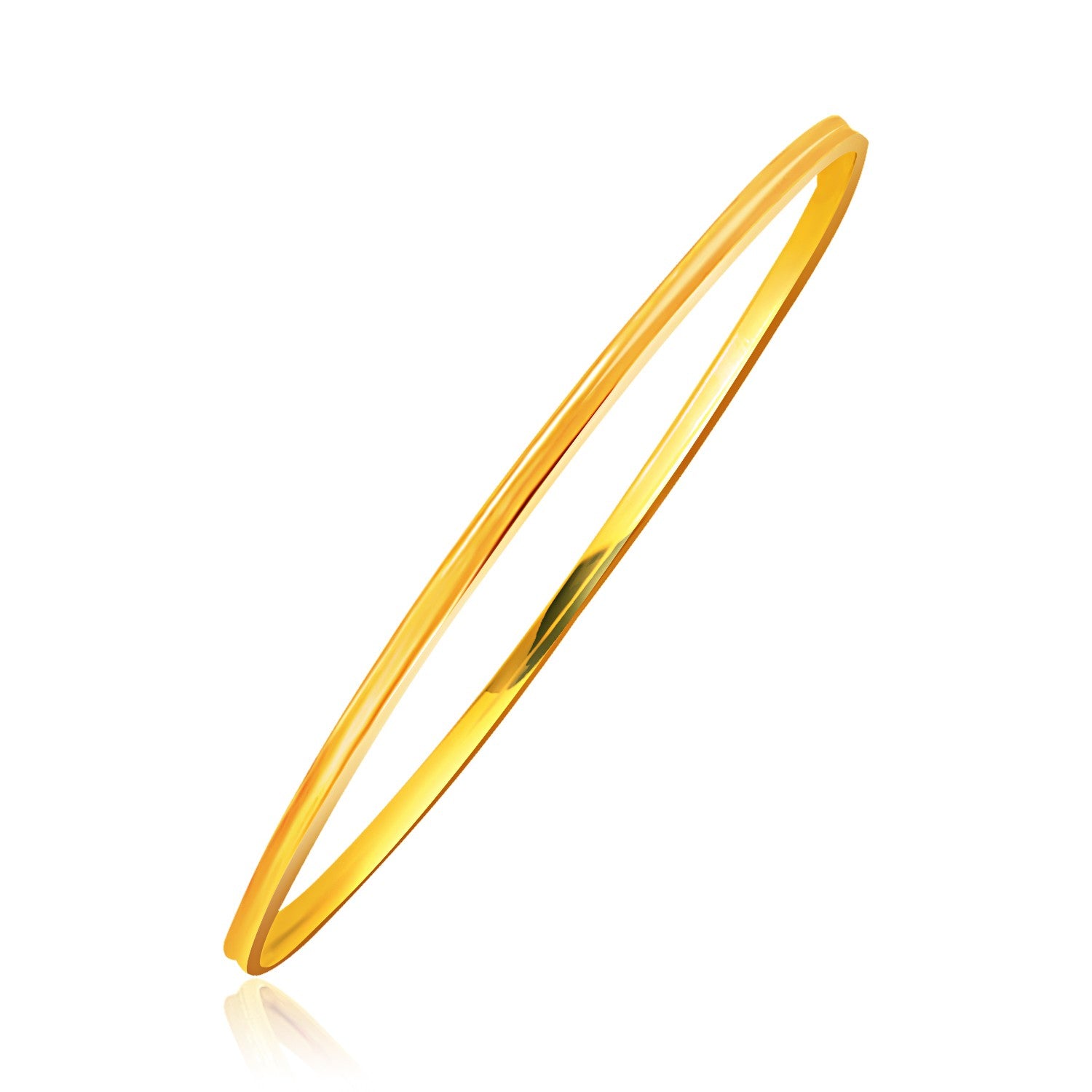 14k Yellow Gold Concave Motif Thin Stackable Bangle (3.15 mm)-Teresa&#39;s Fashionista LLC