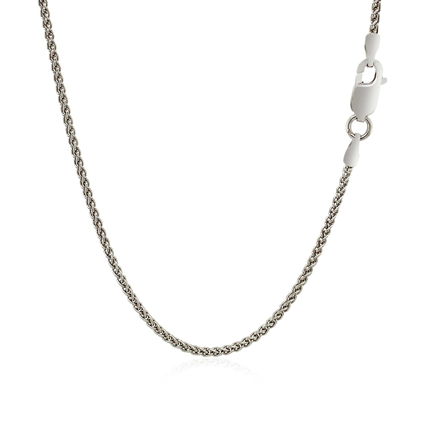 Sterling Silver Rhodium Plated Wheat Chain (1.30 mm)