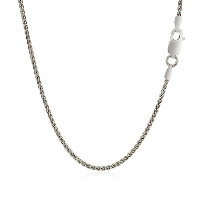 Sterling Silver Rhodium Plated Wheat Chain (1.30 mm)