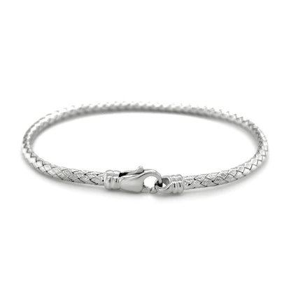 Fancy Weave Bangle in 14k White Gold (3.00 mm)-Teresa&#39;s Fashionista LLC