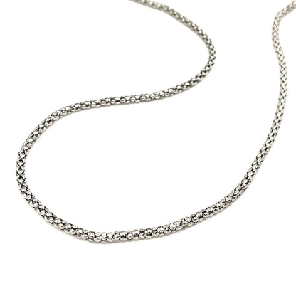 Rhodium Plated 2.5mm Sterling Silver Popcorn Style Chain (2.50 mm)